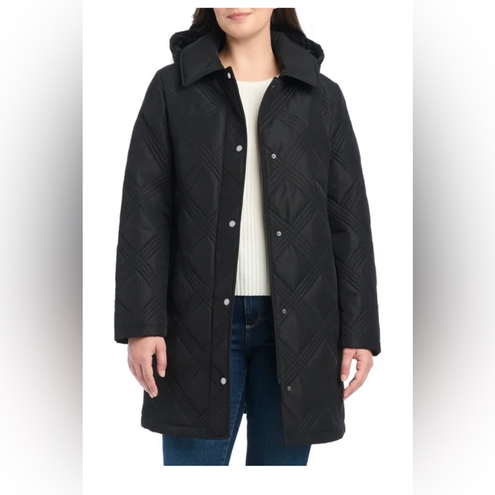 NWT Jones New York Women's Belted Quilt Jacket, Black, Small - Picture 4 of 11